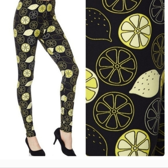 Lemon Print Leggings for Women - Picture 1 of 5